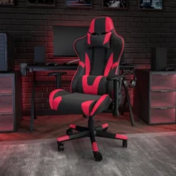 Flash Furniture X20 Gaming Chair Racing Office Ergonomic Computer PC Adjustable Swivel Chair With Fully Reclining Back In Red LeatherSoft