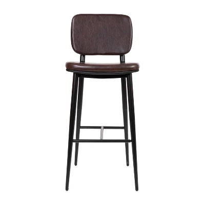 Flash Furniture Kenzie Commercial Grade Mid-Back Barstools - LeatherSoft Upholstery - Iron Frame With Integrated Footrest - Set Of 2 9 Flash Furniture Kenzie Commercial Grade Mid-Back Barstools - LeatherSoft Upholstery - Iron Frame With Integrated Footrest - Set Of 2 - Image 9