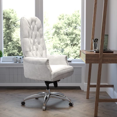 Flash Furniture High Back Traditional Tufted White LeatherSoft Multifunction Executive Swivel Ergonomic Office Chair With Arms 1 Flash Furniture High Back Traditional Tufted White LeatherSoft Multifunction Executive Swivel Ergonomic Office Chair With Arms