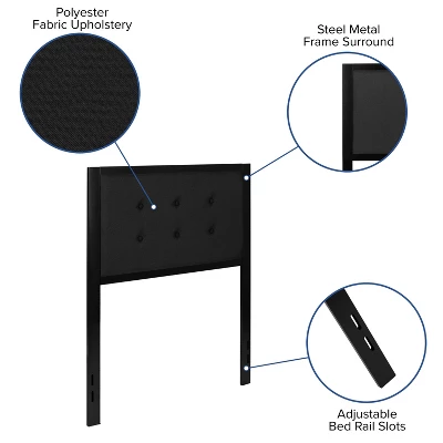 Flash Furniture Bristol Metal Tufted Upholstered Twin Size Headboard In Black Fabric 2 Flash Furniture Bristol Metal Tufted Upholstered Twin Size Headboard In Black Fabric - Image 2