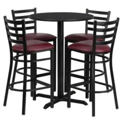 Flash Furniture 30'' Round Laminate Table Set With X-Base And 4 Ladder Back Metal Barstools 20 Flash Furniture 30'' Round Laminate Table Set With X-Base And 4 Ladder Back Metal Barstools -Flash Furniture GUEST a7c90cf4 c735 4b15 b7c5 00aa9fdbb718