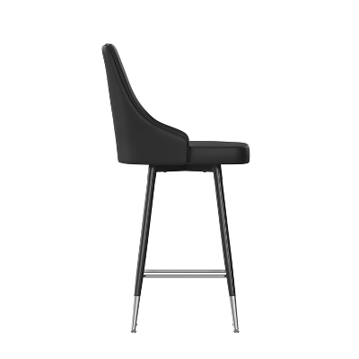 Flash Furniture Shelly Set Of 2 Commercial LeatherSoft Counter Height Bar Stools With Solid Black Metal Frames And Chrome Accented Feet And Footrests 9 Flash Furniture Shelly Set Of 2 Commercial LeatherSoft Counter Height Bar Stools With Solid Black Metal Frames And Chrome Accented Feet And Footrests - Image 9