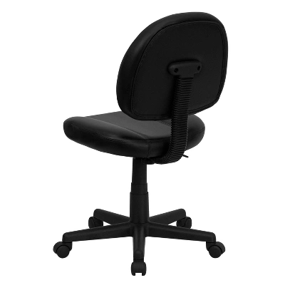 Mid-Back Black Leather Ergonomic Swivel Task Chair - Belnick 2 Mid-Back Black Leather Ergonomic Swivel Task Chair - Belnick - Image 2