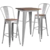 Flash Furniture 23.5" Square Metal Bar Table Set With Wood Top And 2 Stools