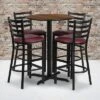 Flash Furniture 30'' Round Laminate Table Set With X-Base And 4 Ladder Back Metal Barstools