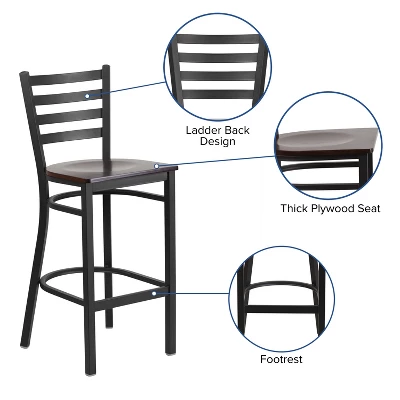 Flash Furniture Black Ladder Back Metal Restaurant Barstool 2 Flash Furniture Black Ladder Back Metal Restaurant Barstool - Image 2