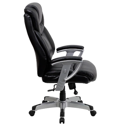 Big & Tall 400 Lb. Rated High Back LeatherSoft Executive Ergonomic Office Chair With Arms Silver/Black Leather - Flash Furniture 1 Big & Tall 400 Lb. Rated High Back LeatherSoft Executive Ergonomic Office Chair With Arms Silver/Black Leather - Flash Furniture