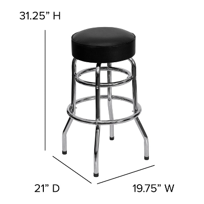 Flash Furniture Double Ring Chrome Barstool 3 Flash Furniture Double Ring Chrome Barstool - Image 3