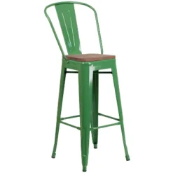 Flash Furniture 30" High Metal Barstool With Back And Wood Seat 29 Flash Furniture 30" High Metal Barstool With Back And Wood Seat -Flash Furniture GUEST ad632743 224e 4273 8d51 24511f7db3f7