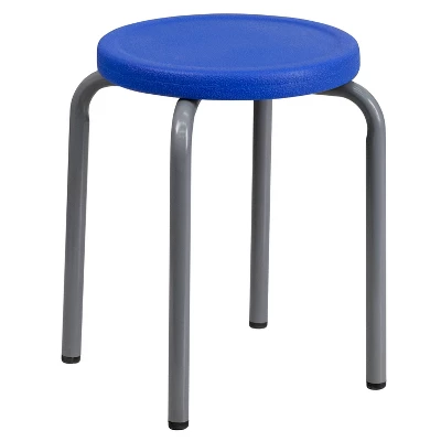 Flash Furniture Stackable Stool With Silver Powder Coated Frame 3 Flash Furniture Stackable Stool With Silver Powder Coated Frame - Image 3