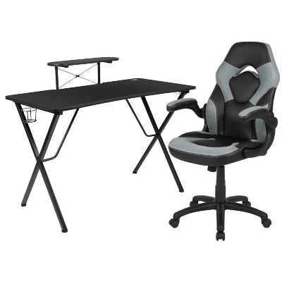 Flash Furniture Gaming Desk And Racing Chair Set With Cup Holder, Headphone Hook, And Monitor/Smartphone Stand 12 Flash Furniture Gaming Desk And Racing Chair Set With Cup Holder, Headphone Hook, And Monitor/Smartphone Stand - Image 12