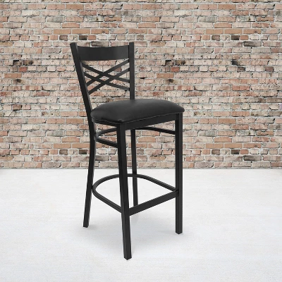 Flash Furniture Black ''X'' Back Metal Restaurant Barstool 1 Flash Furniture Black ''X'' Back Metal Restaurant Barstool