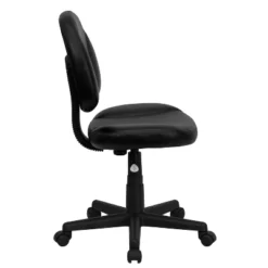 Mid-Back Black Leather Ergonomic Swivel Task Chair - Belnick