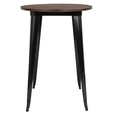 Flash Furniture 30" Round Metal Indoor Bar Height Table With Rustic Wood Top 3 Flash Furniture 30" Round Metal Indoor Bar Height Table With Rustic Wood Top - Image 3