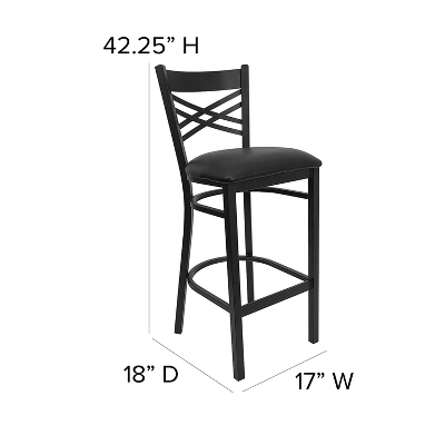 Flash Furniture Black ''X'' Back Metal Restaurant Barstool 3 Flash Furniture Black ''X'' Back Metal Restaurant Barstool - Image 3