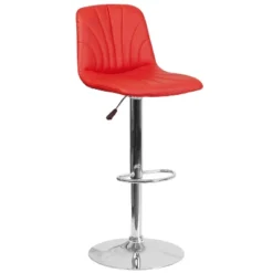 Flash Furniture Contemporary Vinyl Adjustable Height Barstool With Embellished Stitch Design And Chrome Base -Flash Furniture GUEST b118b142 452d 4ee2 b92f 70b941568f7b