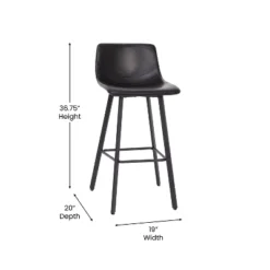 Flash Furniture Caleb Modern Armless 30 Inch Bar Height Commercial Grade Barstools With Footrests And Matte Iron Frames, Set Of 2 -Flash Furniture GUEST b1195594 f4f9 4d09 8321 2a2d4f880473