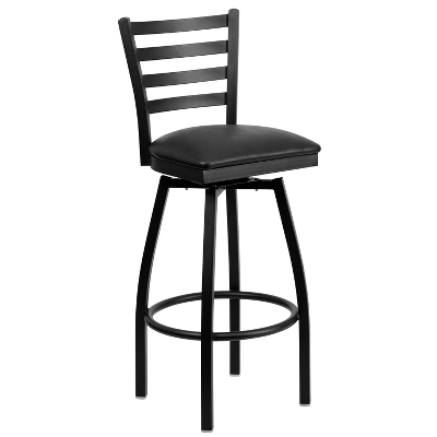 Flash Furniture Black Ladder Back Swivel Metal Barstool 13 Flash Furniture Black Ladder Back Swivel Metal Barstool - Image 13