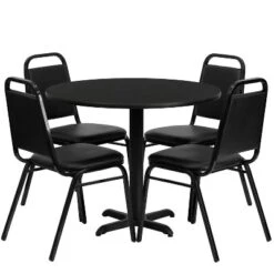 Flash Furniture 36'' Round Laminate Table Set With X-Base And 4 Trapezoidal Back Banquet Chairs 8 Flash Furniture 36'' Round Laminate Table Set With X-Base And 4 Trapezoidal Back Banquet Chairs -Flash Furniture GUEST b38b6cd4 b92d 4d41 97c7 bde6b0b94cd0