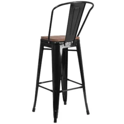 Flash Furniture 30" High Metal Barstool With Back And Wood Seat 21 Flash Furniture 30" High Metal Barstool With Back And Wood Seat -Flash Furniture GUEST b7045bc6 993d 4184 949b f0e66ceb7761