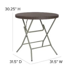 Flash Furniture 2.6-Foot Round Brown Rattan Plastic Folding Table 11 Flash Furniture 2.6-Foot Round Brown Rattan Plastic Folding Table -Flash Furniture GUEST b7925728 acbb 46f2 b3b1 b94f997e136b