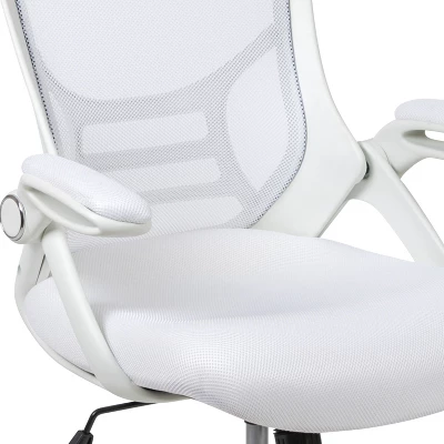 Flash Furniture Porter High Back White Mesh Ergonomic Swivel Office Chair With White Frame And Flip-up Arms 6 Flash Furniture Porter High Back White Mesh Ergonomic Swivel Office Chair With White Frame And Flip-up Arms - Image 6