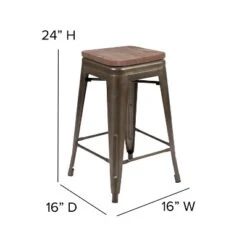 Flash Furniture 24" High Metal Counter-Height, Indoor Bar Stool With Wood Seat - Stackable Set Of 4 17 Flash Furniture 24" High Metal Counter-Height, Indoor Bar Stool With Wood Seat - Stackable Set Of 4 -Flash Furniture GUEST b80fa6a6 f04e 4829 9e8f 14a62fd86646