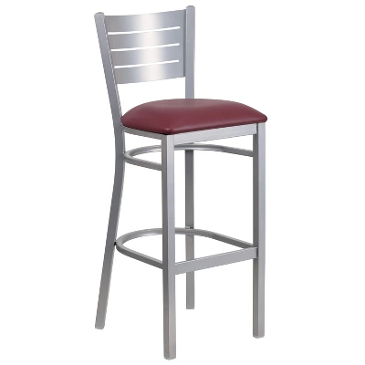 Flash Furniture Silver Slat Back Metal Restaurant Barstool 10 Flash Furniture Silver Slat Back Metal Restaurant Barstool - Image 10