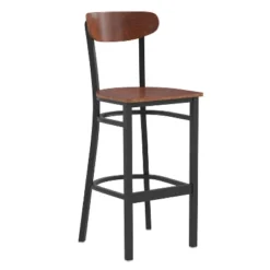 Flash Furniture Wright Commercial Grade Barstool With 500 LB. Capacity Steel Frame, Solid Wood Seat, And Boomerang Back -Flash Furniture GUEST b8f3ec6d 1b04 4982 805c 1677729ab2db