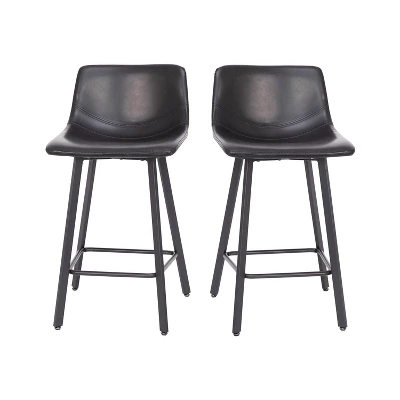Flash Furniture Caleb Modern Armless 24 Inch Counter Height Stools Commercial Grade With Footrests And Matte Metal Frames, Set Of 2 11 Flash Furniture Caleb Modern Armless 24 Inch Counter Height Stools Commercial Grade With Footrests And Matte Metal Frames, Set Of 2 - Image 11