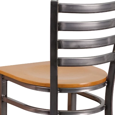 Flash Furniture Clear Coated Ladder Back Metal Restaurant Barstool 5 Flash Furniture Clear Coated Ladder Back Metal Restaurant Barstool - Image 5