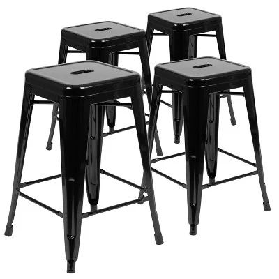 Flash Furniture 24" High Metal Counter-Height, Indoor Bar Stool - Stackable Set Of 4 12 Flash Furniture 24" High Metal Counter-Height, Indoor Bar Stool - Stackable Set Of 4 - Image 12