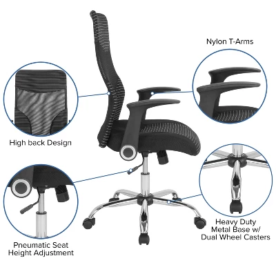 Flash Furniture Milford High Back Ergonomic Office Chair With Contemporary Mesh Design In Black And White 2 Flash Furniture Milford High Back Ergonomic Office Chair With Contemporary Mesh Design In Black And White - Image 2