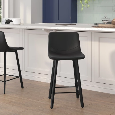 Flash Furniture Caleb Modern Armless 24 Inch Counter Height Stools Commercial Grade With Footrests And Matte Metal Frames, Set Of 2 1 Flash Furniture Caleb Modern Armless 24 Inch Counter Height Stools Commercial Grade With Footrests And Matte Metal Frames, Set Of 2