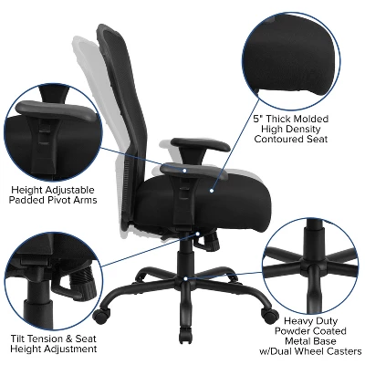 Flash Furniture HERCULES Series 24/7 Intensive Use Big & Tall 400 Lb. Rated Black Mesh Multifunction Synchro-Tilt Ergonomic Office Chair 2 Flash Furniture HERCULES Series 24/7 Intensive Use Big & Tall 400 Lb. Rated Black Mesh Multifunction Synchro-Tilt Ergonomic Office Chair - Image 2