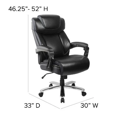 Flash Furniture HERCULES Series Big & Tall 500 Lb. Rated Black LeatherSoft Executive Swivel Ergonomic Office Chair With Adjustable Headrest 3 Flash Furniture HERCULES Series Big & Tall 500 Lb. Rated Black LeatherSoft Executive Swivel Ergonomic Office Chair With Adjustable Headrest - Image 3