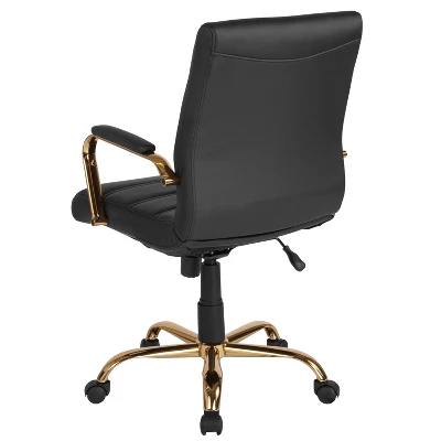 Flash Furniture Mid-Back Executive Swivel Office Chair With Metal Frame And Arms 6 Flash Furniture Mid-Back Executive Swivel Office Chair With Metal Frame And Arms - Image 6