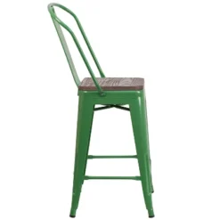 Flash Furniture 24" High Metal Counter Height Stool With Back And Wood Seat 17 Flash Furniture 24" High Metal Counter Height Stool With Back And Wood Seat -Flash Furniture GUEST bf70d6a3 1df1 4661 8553 67a12c8d3559