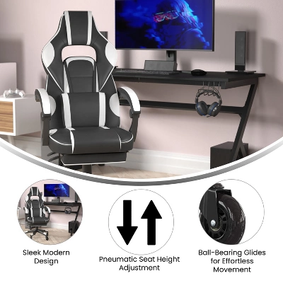 Flash Furniture X40 Gaming Chair Racing Computer Chair With Fully Reclining Back/Arms And Transparent Roller Wheels, Slide-Out Footrest 4 Flash Furniture X40 Gaming Chair Racing Computer Chair With Fully Reclining Back/Arms And Transparent Roller Wheels, Slide-Out Footrest - Image 4