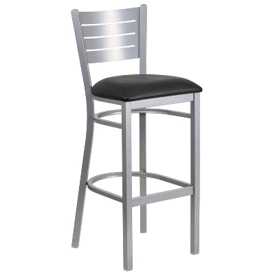 Flash Furniture Silver Slat Back Metal Restaurant Barstool 12 Flash Furniture Silver Slat Back Metal Restaurant Barstool - Image 12