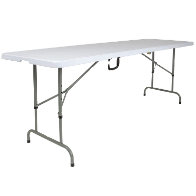 Flash Furniture 8-Foot Height Adjustable Bi-Fold Granite White Plastic Banquet And Event Folding Table With Carrying Handle 2 Flash Furniture 8-Foot Height Adjustable Bi-Fold Granite White Plastic Banquet And Event Folding Table With Carrying Handle - Image 2