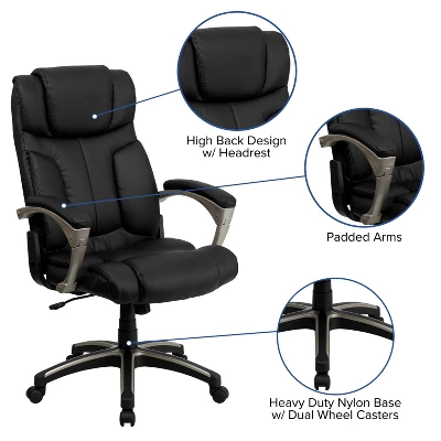 Flash Furniture Hansel High Back Folding Black LeatherSoft Executive Swivel Office Chair With Arms 2 Flash Furniture Hansel High Back Folding Black LeatherSoft Executive Swivel Office Chair With Arms - Image 2