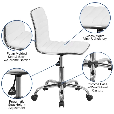 Flash Furniture 48" Wide Black Electric Height Adjustable Standing Desk With Designer Armless White Ribbed Swivel Task Office Chair 5 Flash Furniture 48" Wide Black Electric Height Adjustable Standing Desk With Designer Armless White Ribbed Swivel Task Office Chair - Image 5