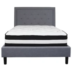 Flash Furniture Roxbury Full Size Tufted Upholstered Platform Bed In Light Gray Fabric With Pocket Spring Mattress 5 Flash Furniture Roxbury Full Size Tufted Upholstered Platform Bed In Light Gray Fabric With Pocket Spring Mattress -Flash Furniture GUEST c32ab644 e276 4740 b42f 1bb5f153e6b0