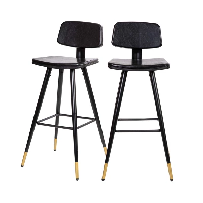 Flash Furniture Kora Commercial Grade Low Back Barstools-LeatherSoft Upholstery-Iron Frame-Integrated Footrest-Gold Tipped Legs-Set Of 2 12 Flash Furniture Kora Commercial Grade Low Back Barstools-LeatherSoft Upholstery-Iron Frame-Integrated Footrest-Gold Tipped Legs-Set Of 2 - Image 12