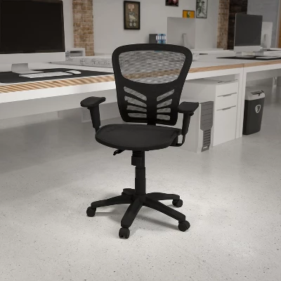 Flash Furniture Mid-Back Transparent Black Mesh Multifunction Executive Swivel Ergonomic Office Chair With Adjustable Arms 1 Flash Furniture Mid-Back Transparent Black Mesh Multifunction Executive Swivel Ergonomic Office Chair With Adjustable Arms