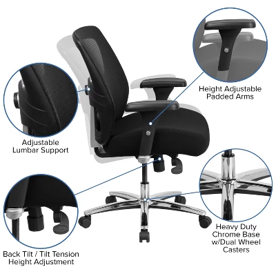 Flash Furniture HERCULES Series 24/7 Intensive Use Big & Tall 500 Lb. Rated Black Mesh Executive Ergonomic Office Chair With Ratchet Back 2 Flash Furniture HERCULES Series 24/7 Intensive Use Big & Tall 500 Lb. Rated Black Mesh Executive Ergonomic Office Chair With Ratchet Back - Image 2