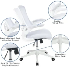 Flash Furniture Mid-Back White Mesh Swivel Ergonomic Task Office Chair With White Frame And Flip-Up Arms 14 Flash Furniture Mid-Back White Mesh Swivel Ergonomic Task Office Chair With White Frame And Flip-Up Arms -Flash Furniture GUEST c5aae8ba ee58 476d abef 3657c65f6f72
