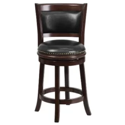 Flash Furniture 24'' High Cappuccino Wood Counter Height Stool With Panel Back And Black LeatherSoft Swivel Seat 5 Flash Furniture 24'' High Cappuccino Wood Counter Height Stool With Panel Back And Black LeatherSoft Swivel Seat -Flash Furniture GUEST c62ad286 5ff1 480b aa48 00f975c6acd9