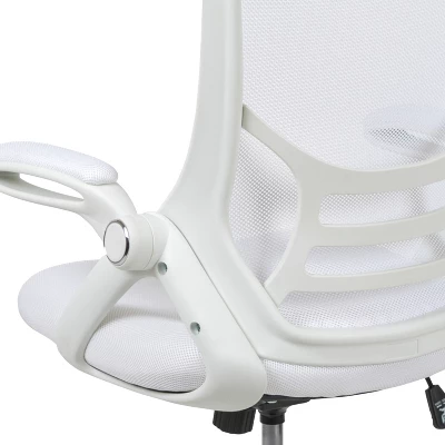 Flash Furniture Porter High Back White Mesh Ergonomic Swivel Office Chair With White Frame And Flip-up Arms 7 Flash Furniture Porter High Back White Mesh Ergonomic Swivel Office Chair With White Frame And Flip-up Arms - Image 7